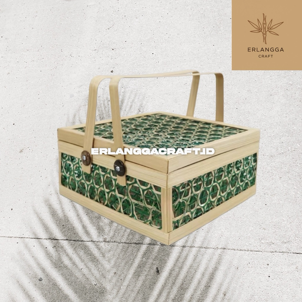Rantang Bambu Hampers Truntum Hijau | Box Hampers Rantang Bambu