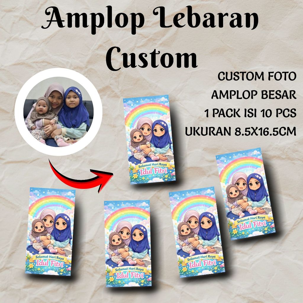 Amplop lebaran custom foto, amplop lebaran besar, amplop lebaran lucu, amplop lebaran unik