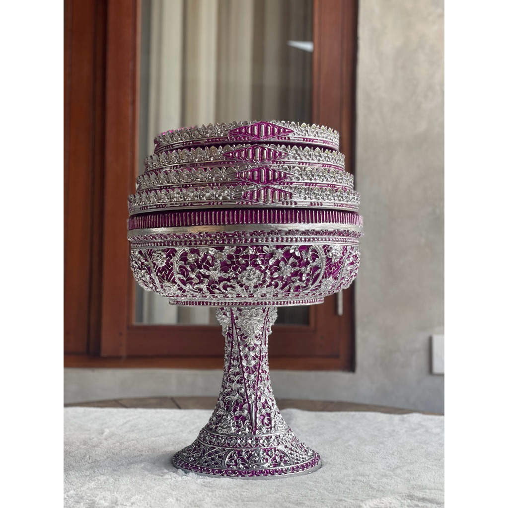 Dulang Genitri Susun 4 Ukuran 32 cm – Warna Ungu Magenta | Tebal & Rapi