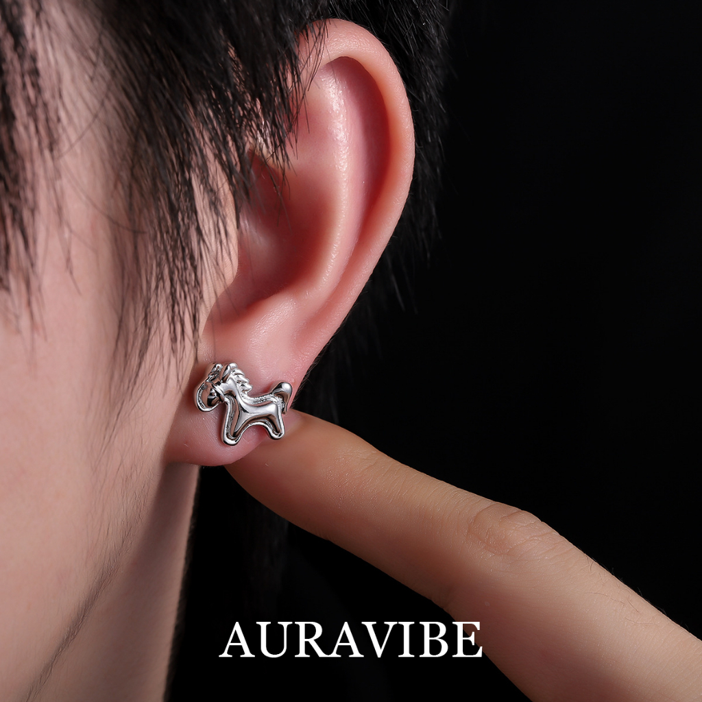 AURAVIBE-Anting Kuda Kayu "Kekayaan Instan" untuk Pria dan Wanita: Aksesori Fesyen Mewah dan Serbagu