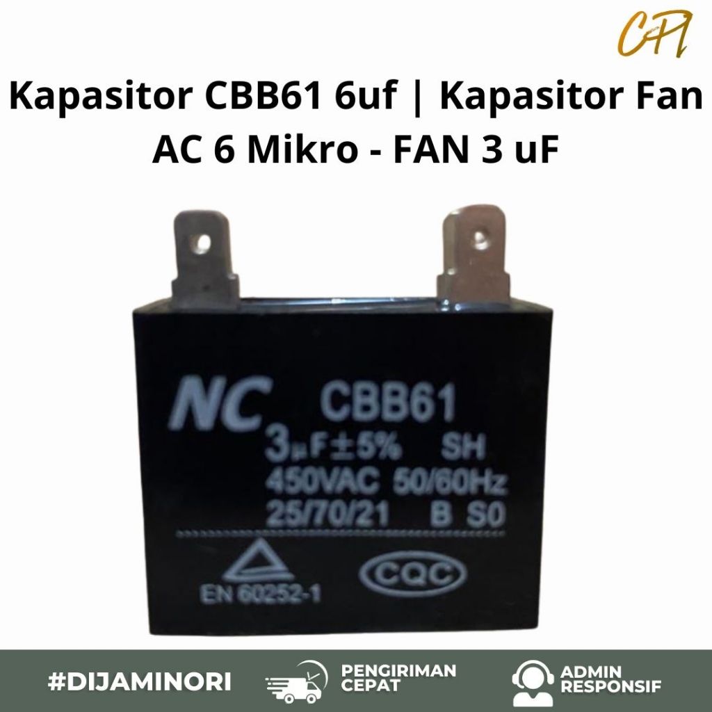 Kapasitor CBB61 6uf | Kapasitor Fan AC 6 Mikro - FAN 3 uF