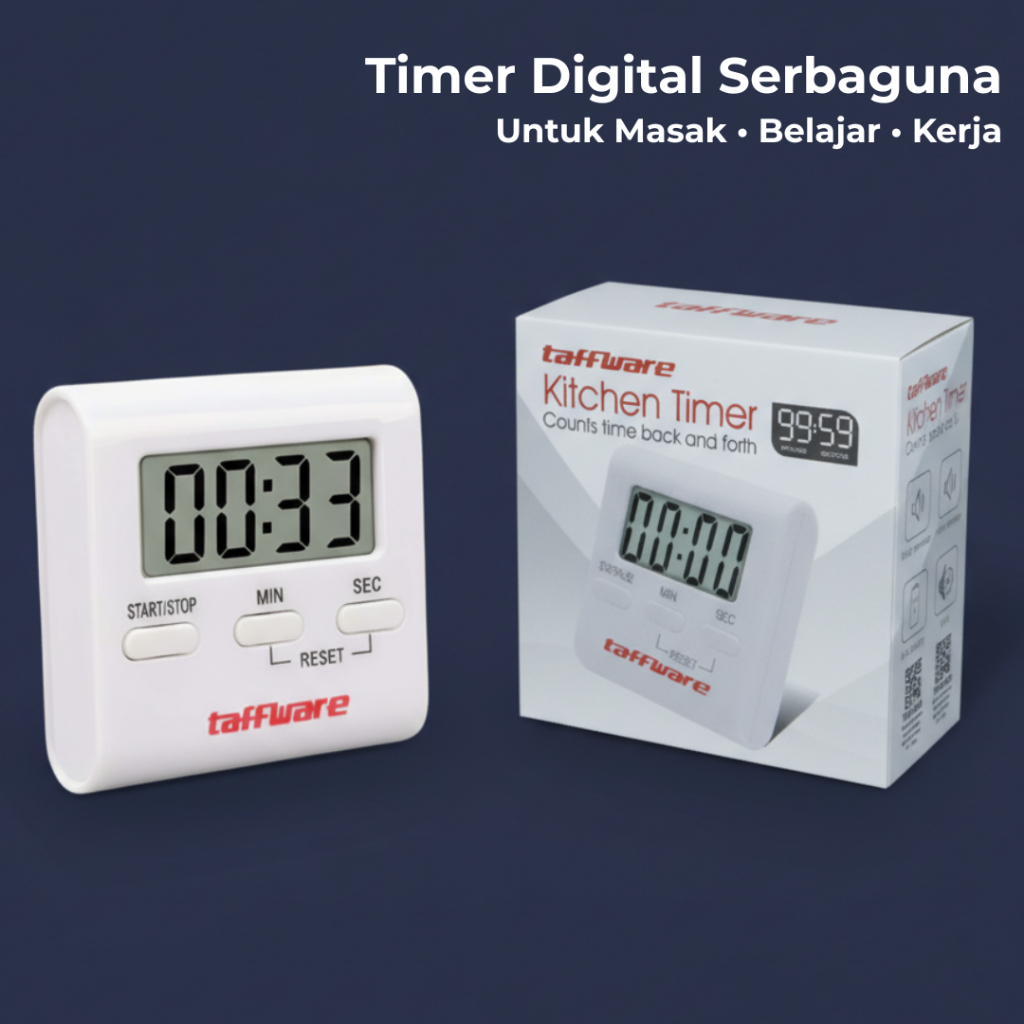 Timer Digital - Timer Dapur Masak Serbaguna - Kitchen Timer Alarm Countdown Clock Taffware