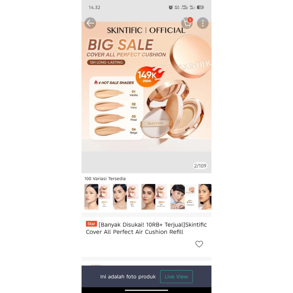 Skintific Versi prelovenya Vanilla Refil dan cashnya cushion