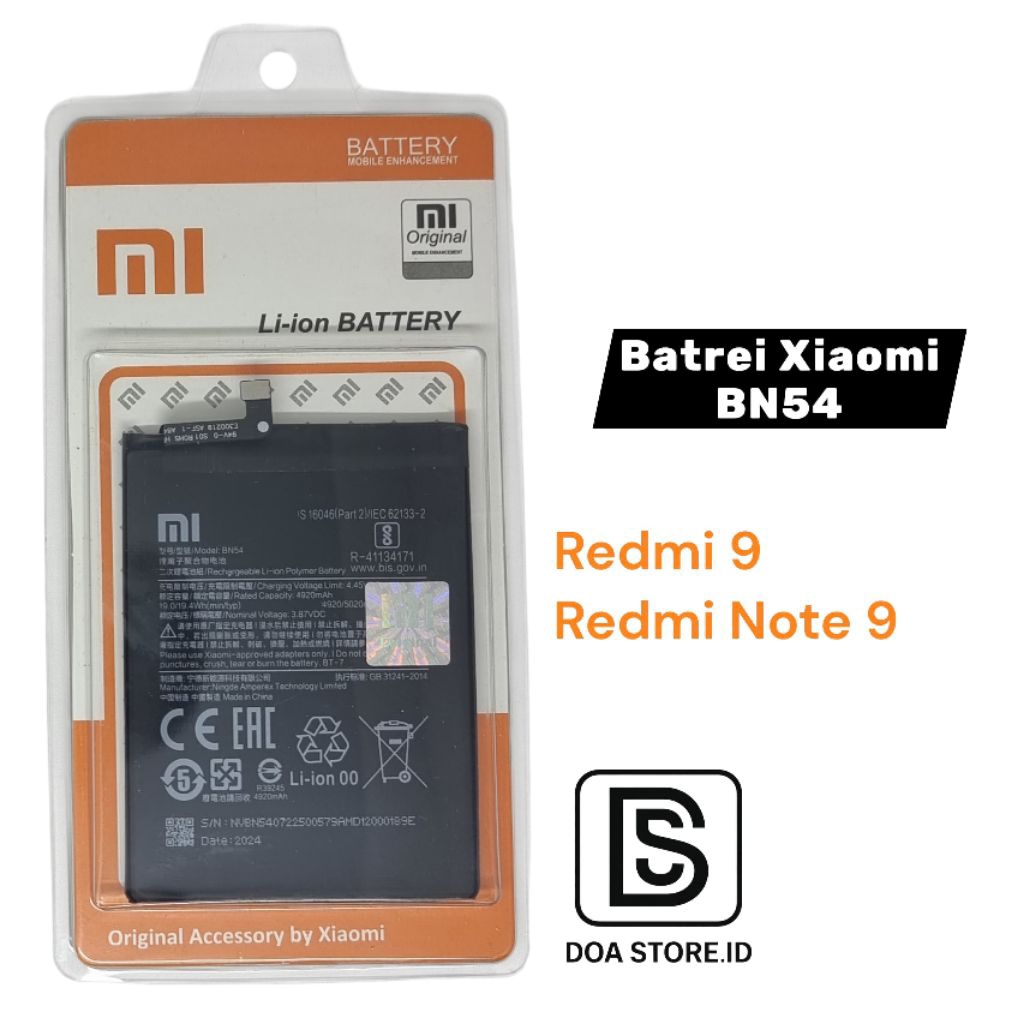 BATREI XIAOMI BN54 , BATREI XIAOMI REDMI 9 / NOTE 9