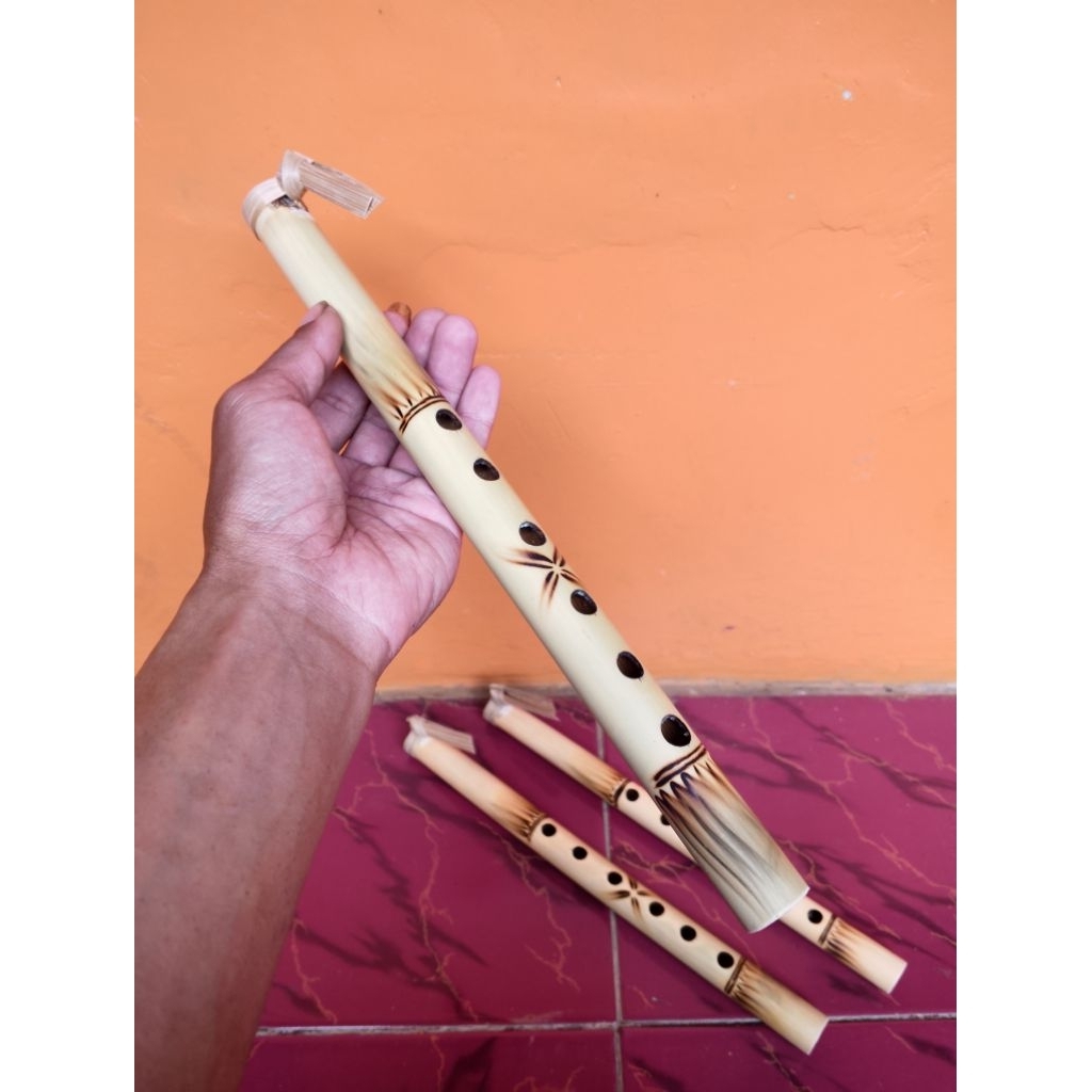 suling bambu motif  / suling Sunda 6 lubang / suling tradisional