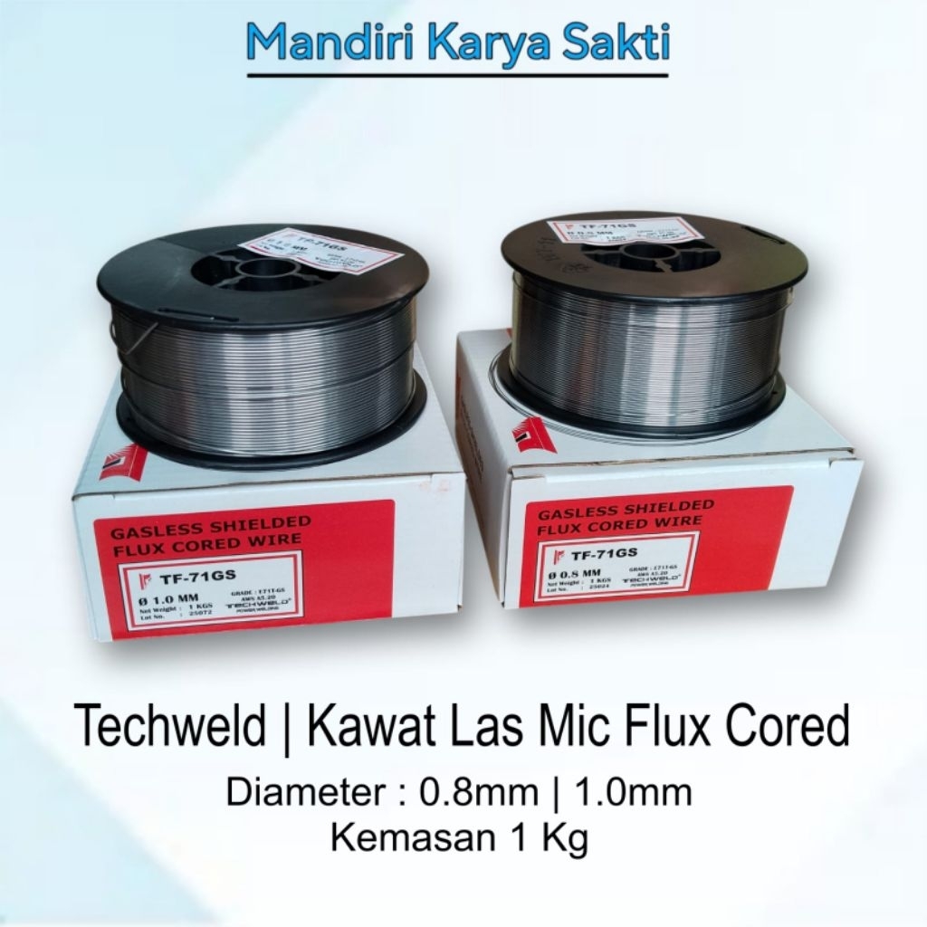 TECHWELD | Kawat Las MIG 0.8mm - 1.0mm | Kawat Las Roll Flux Core Kemasan 1 Kg