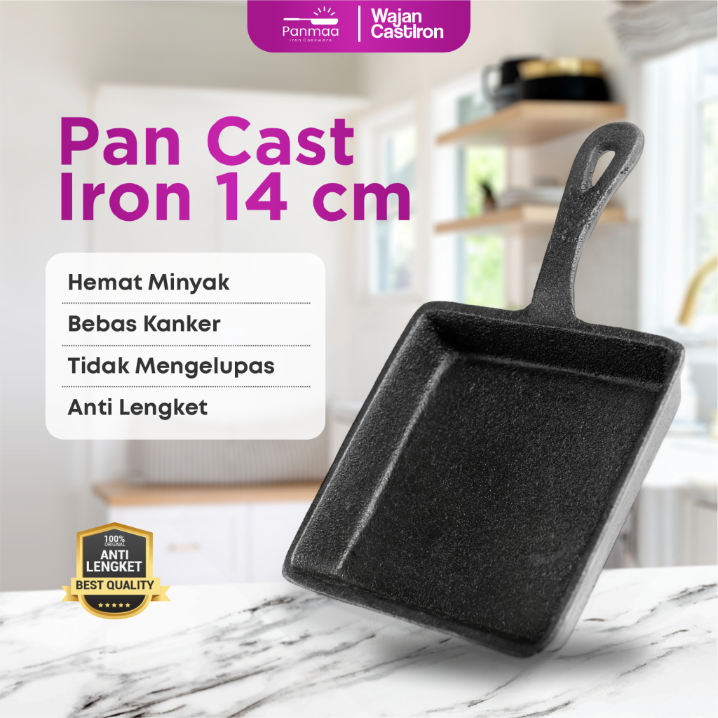 Frying Pan Kotak Cast Iron 14cm / Japanese Premium Toast / Sandwich / Omelette Egg