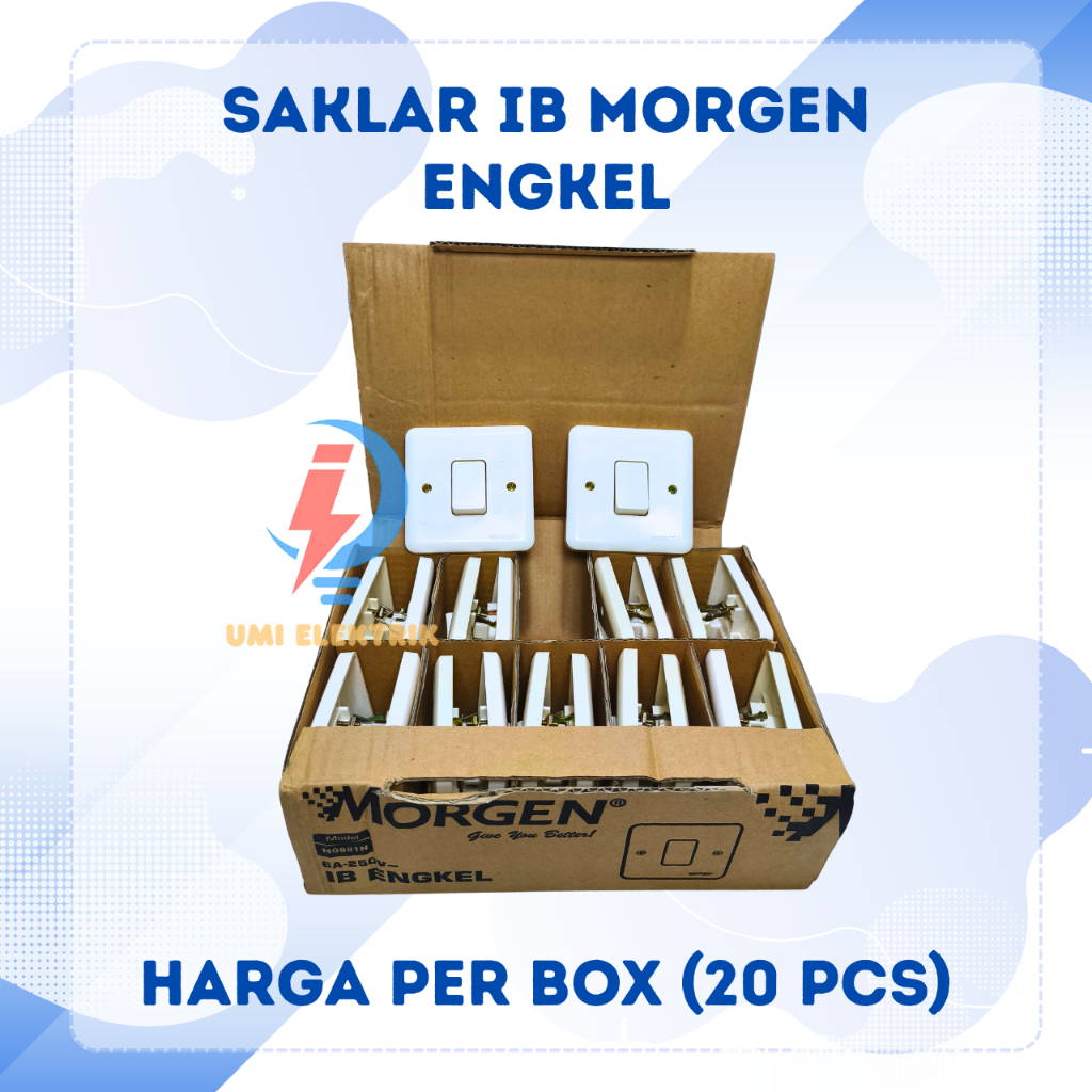 Box (20 Pcs) Saklar IB Engkel Morgen | Saklar Tanam Engkel Morgen