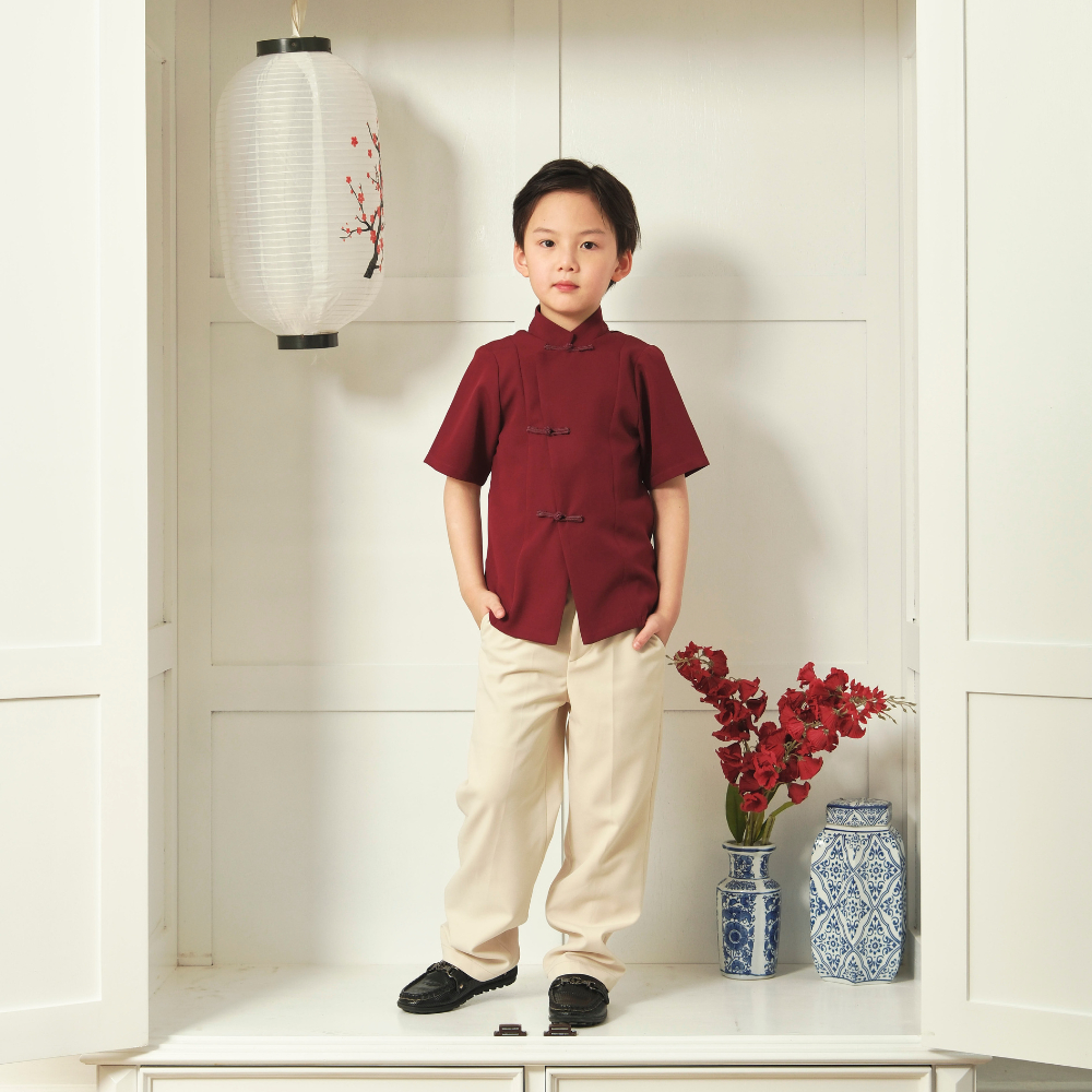 S The Label (CNY Collection) - Ming Shirt | Atasan Cheongsam Premium Anak Laki-Laki |  Kemeja Cheong