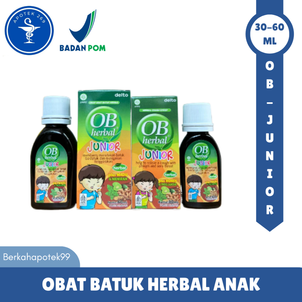 OBH HERBAL JUNIOR PLUS MADU 60ML SIRUP - OBAT BATUK HERBAL ANAK