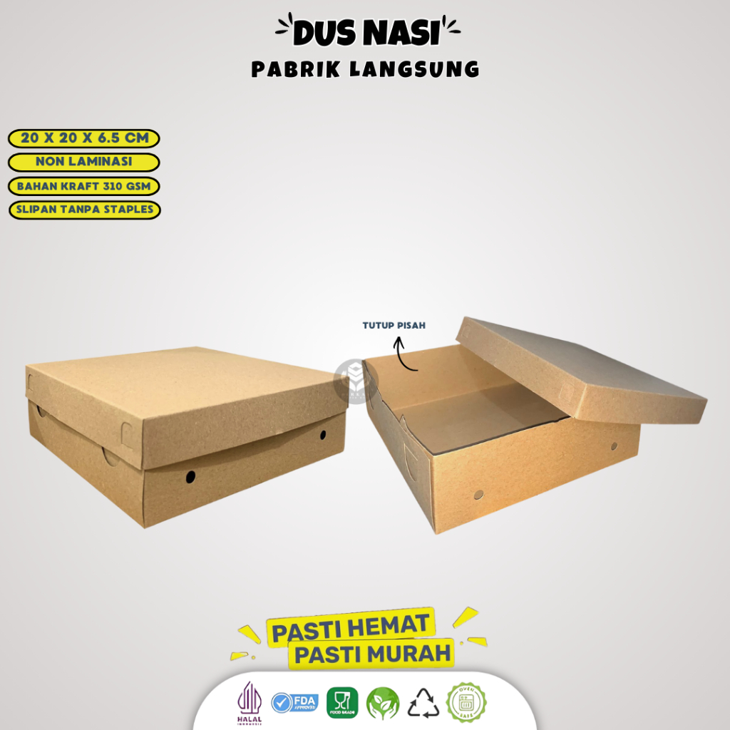 Box Nasi Kotak / Dus Nasi Dus 20x20 / Dus Nasi Kotak / Box Katering / Kotak Nasi Catering Makanan / 