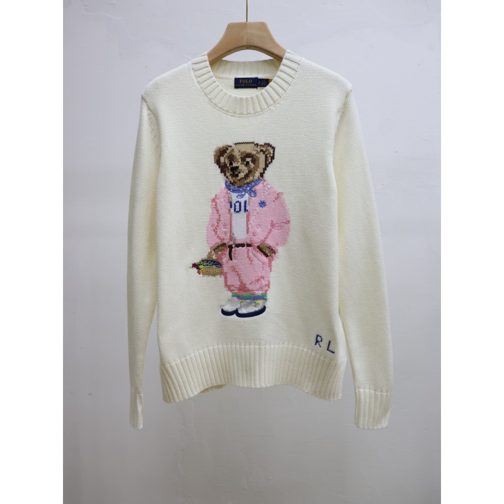 ori~POLO RL model terbaru sweater rajut bordir beruang bergaya akademik Amerika