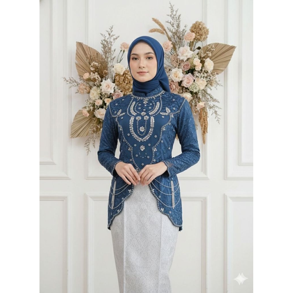 Kebaya Qirani FREE HIJAB kebaya tile Payet modern/kebaya wisuda/kebaya lamaran cocok untuk acara for