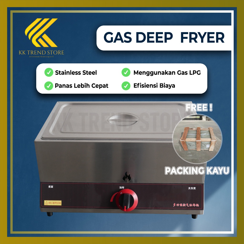 Kompor Penggorengan Deep Fryer Gas Wajan Kotak Stainless 1 & 2 Tungku dan Standing Gas Deep Fryer In
