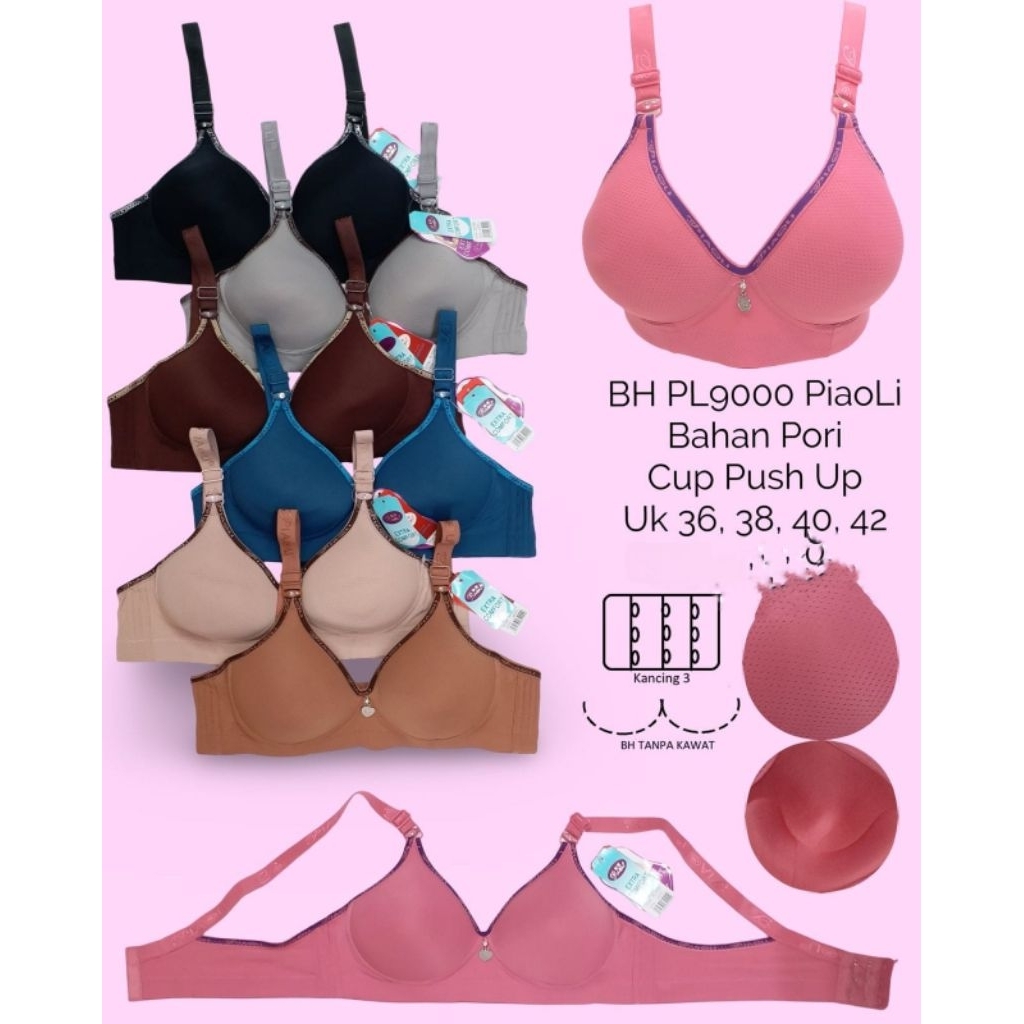 BH PIAOLI PL9000 TANPA KAWAT BUSA TEBAL NYAMAN