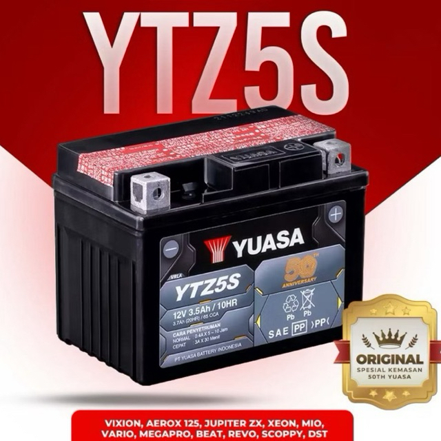 AKI YUASA YTZ5S (Aki Motor Beat, Scoopy, Verza, Revo, Supra X 125, Mio S, Vixion)