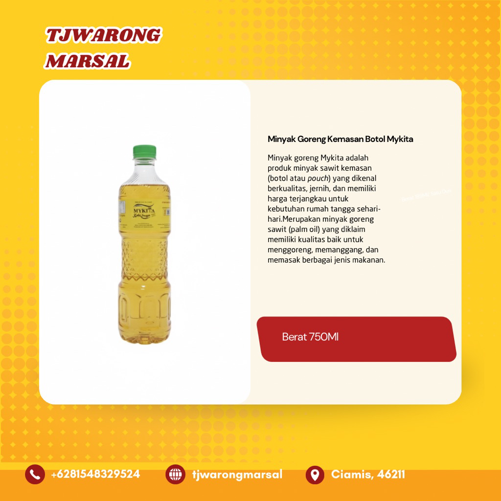 Grosir Minyak Goreng Sawit Bening 750Ml MYKITA Satu Dus