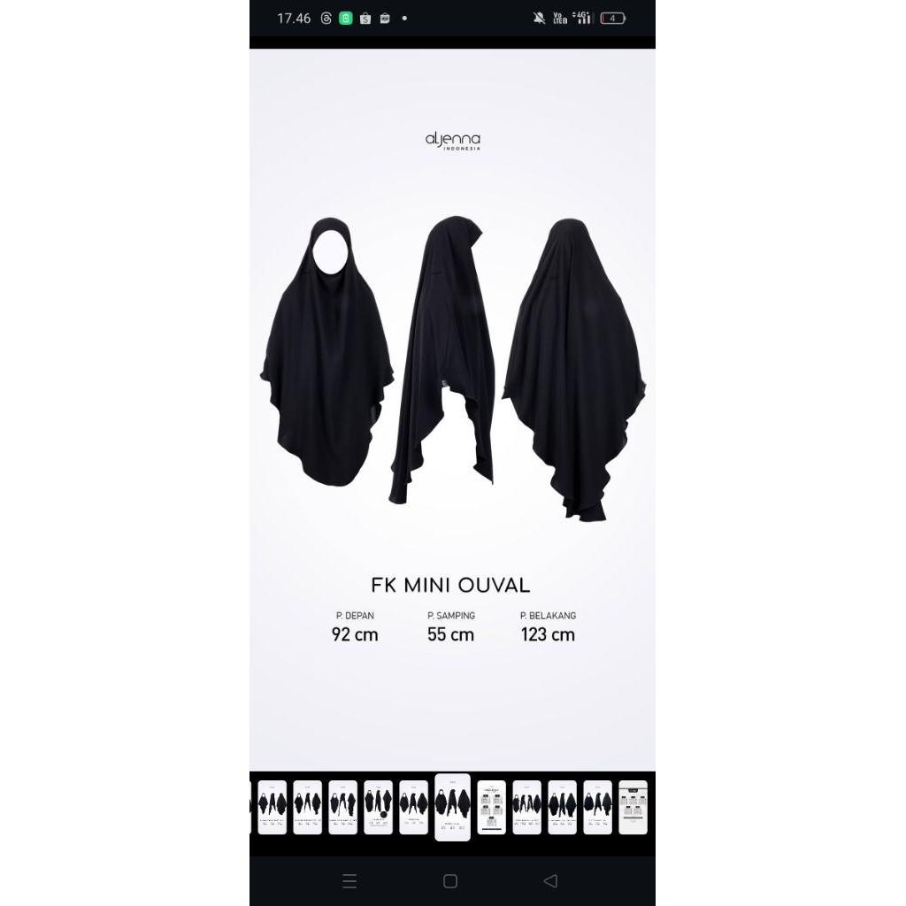 aljenna khimar FK mini ouval Mazen anti UV black