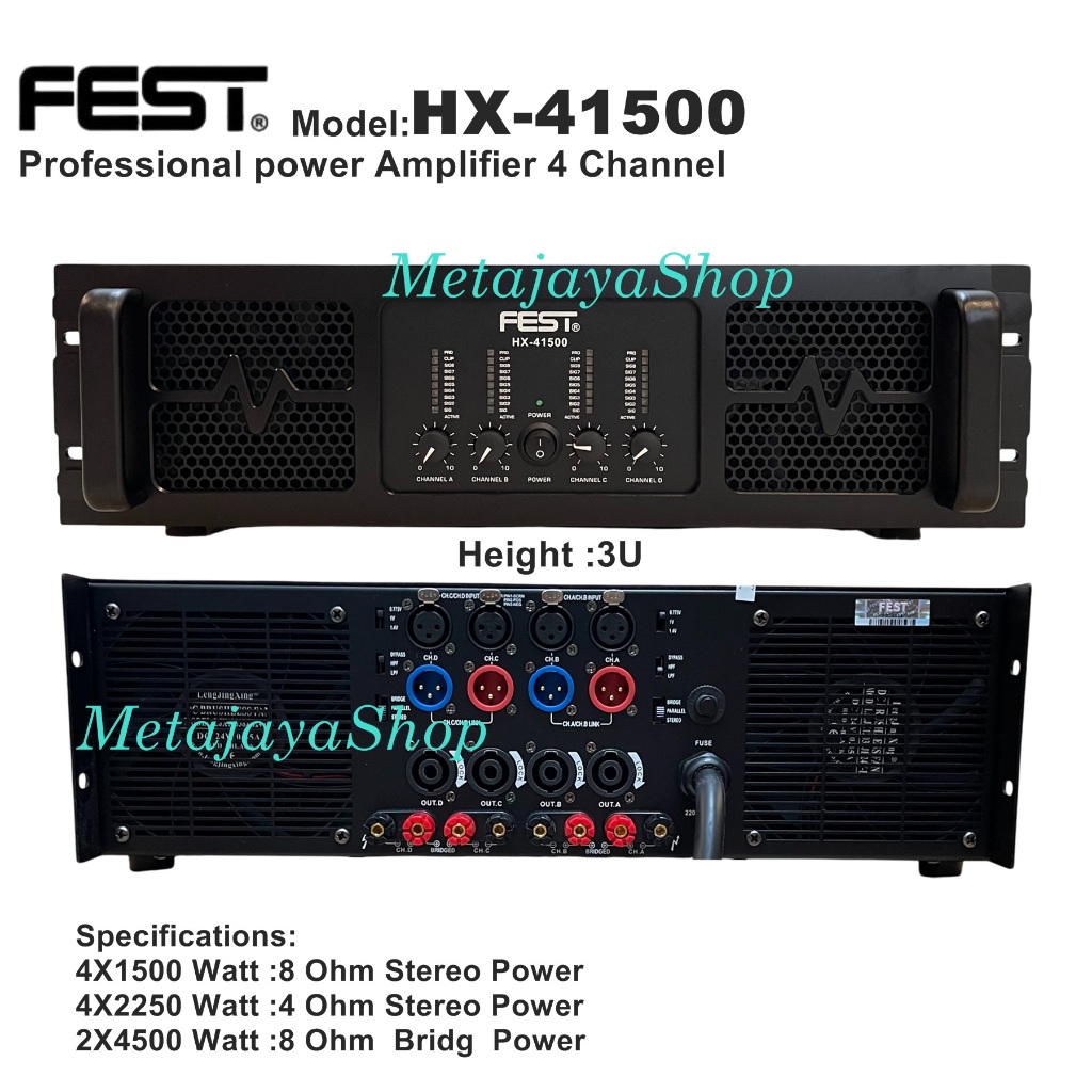 professional power amplyfier fest HX-41500 power hx 41500 4 channel
