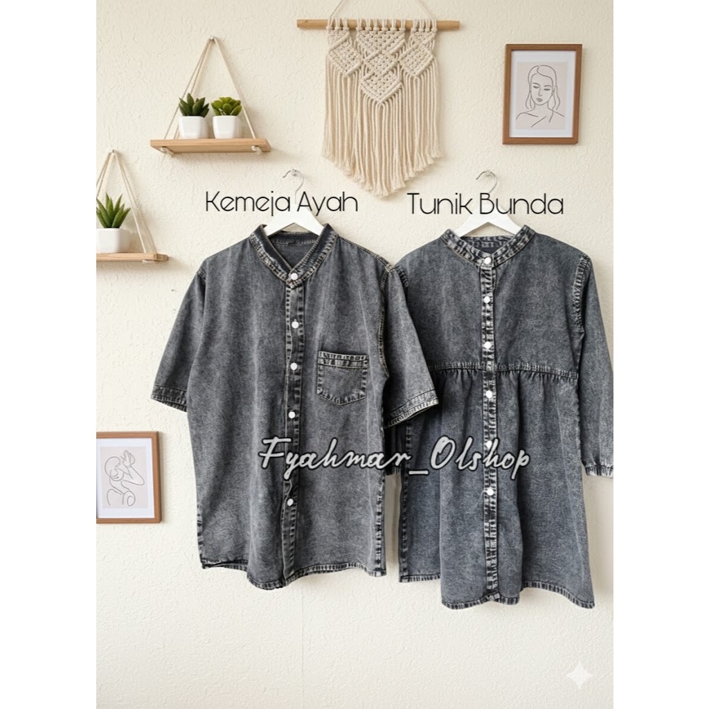 KEMEJA DAN DRESS JEANS COUPLE KELUARGA / KEMEJA JEANS COUPLE / DRESS JEANS ANAK / KEMEJA JEANS ANAK 