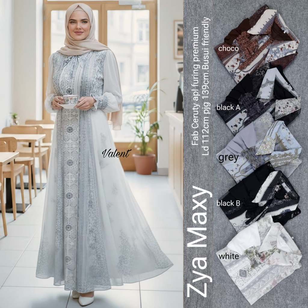Zya Maxy Gamis Ceruty Premium by Valent
