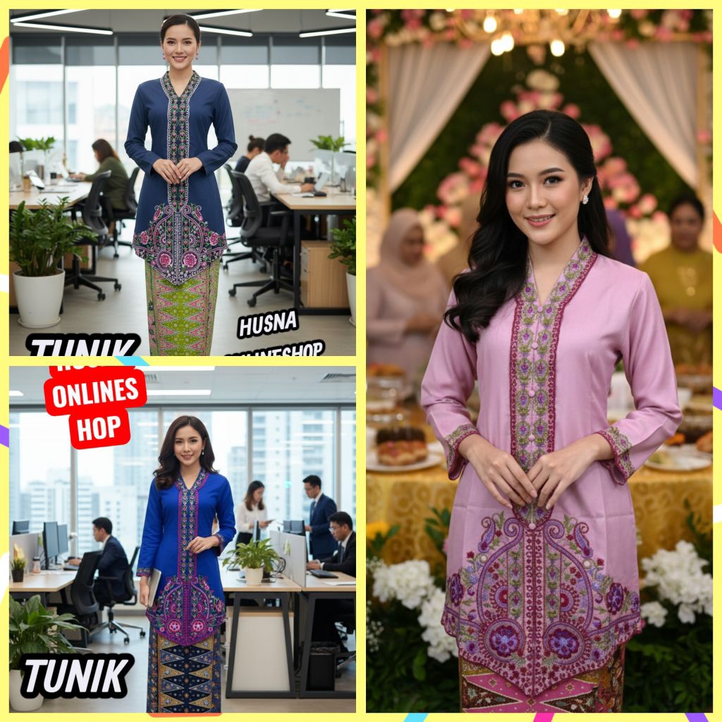 Setelan Kebaya Encim TUNIK // Kebaya Encim Seragam Kerja//Kebaya Encim Wisuda Jumbo Adem Halus//Keba