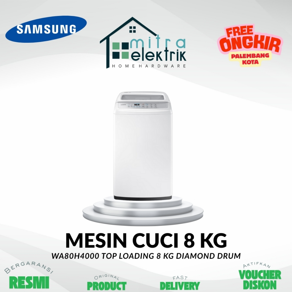Mesin Cuci SAMSUNG WA80H4000 Top Loading 8 Kg Wobble Pulsator