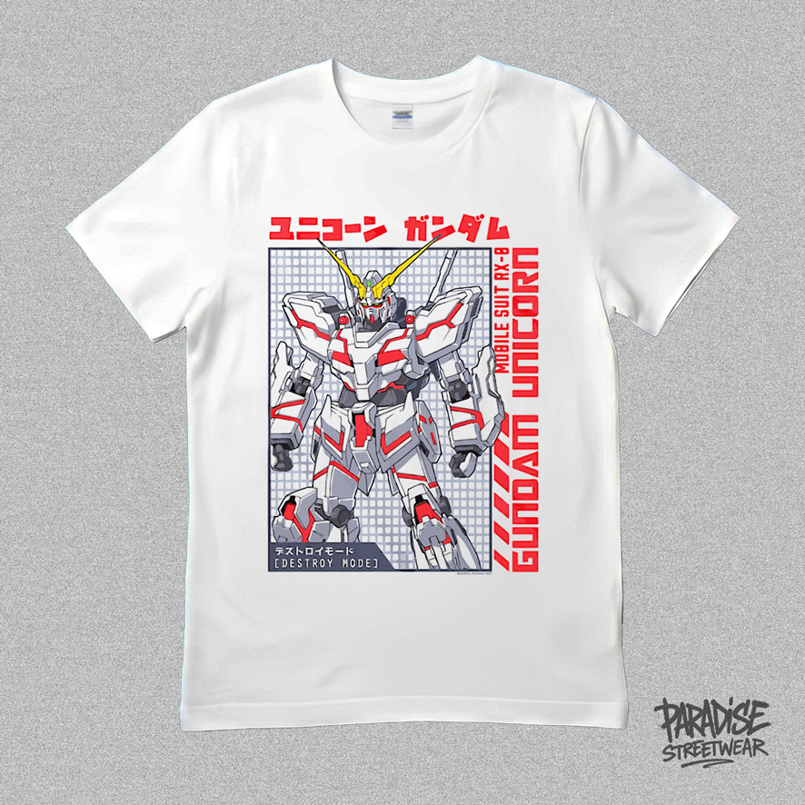 PARADISE - Kaos Anime - Gundam Unicorn Destroy Mode - Supersoft Premium – Reguler / Oversized