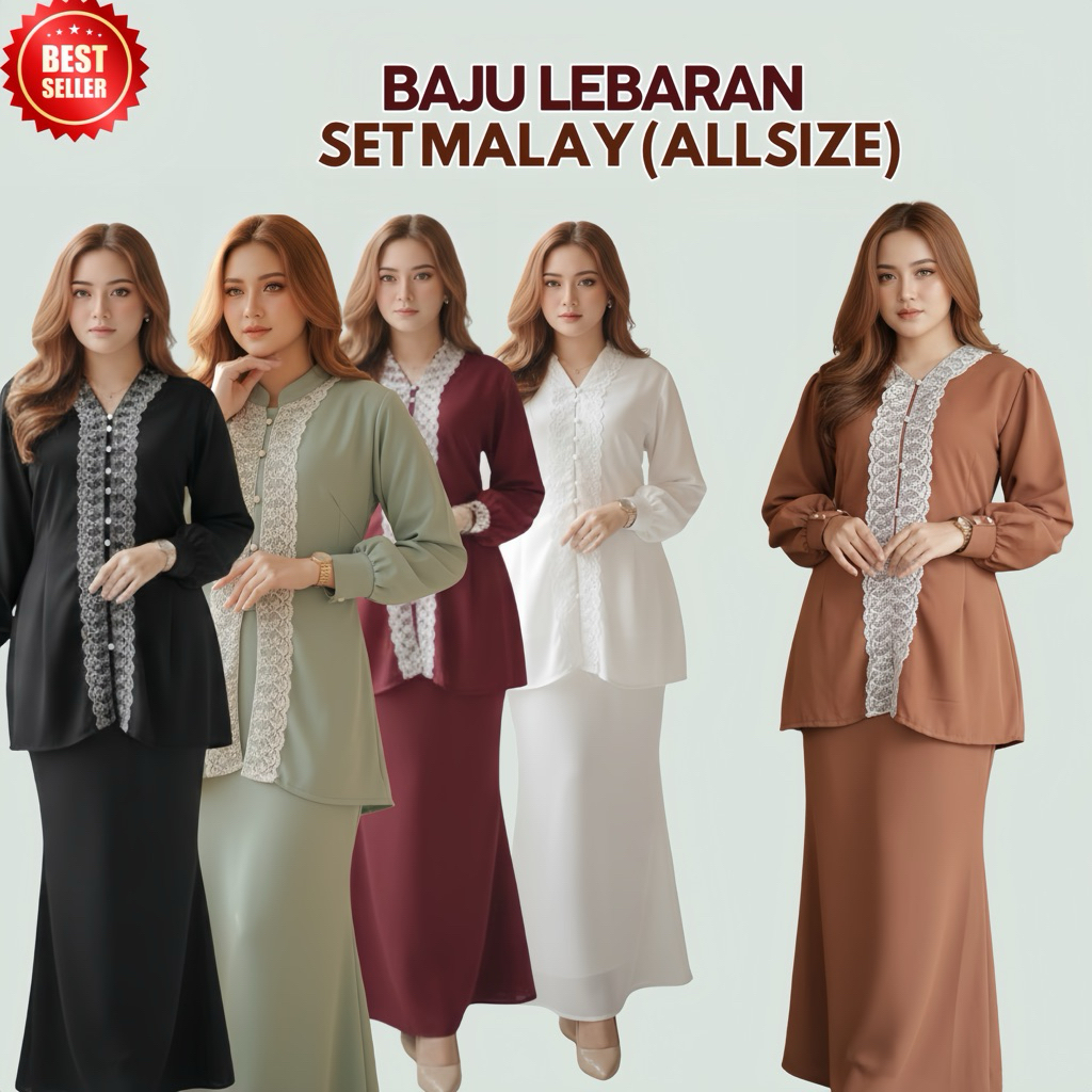 SET MALAY BAJU LEBARAN SET AATASAN DAN ROK BAJU KURUNG