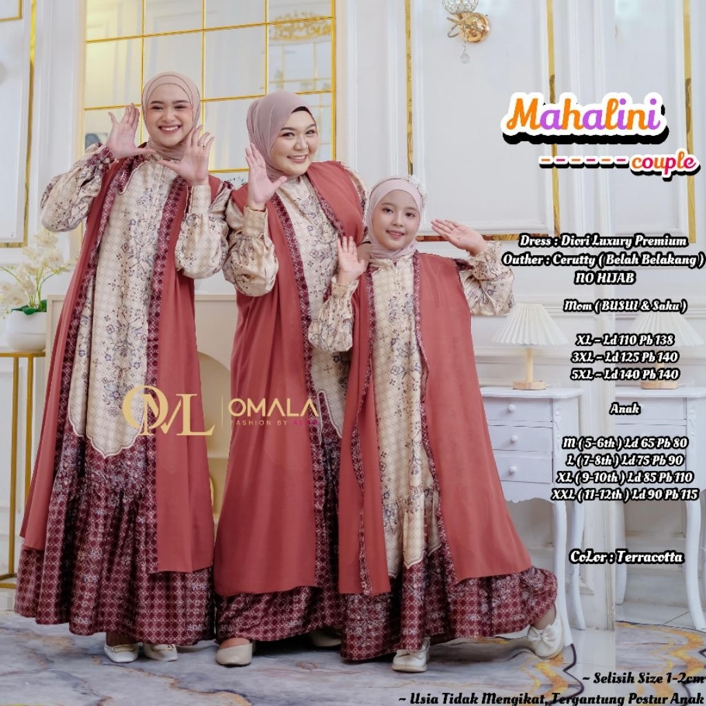 MAHALINI KIDS SILK DIOR OUTER LEPAS BY alifa gamis anak Lebaran Couple Jumbo 3xl - 5xl