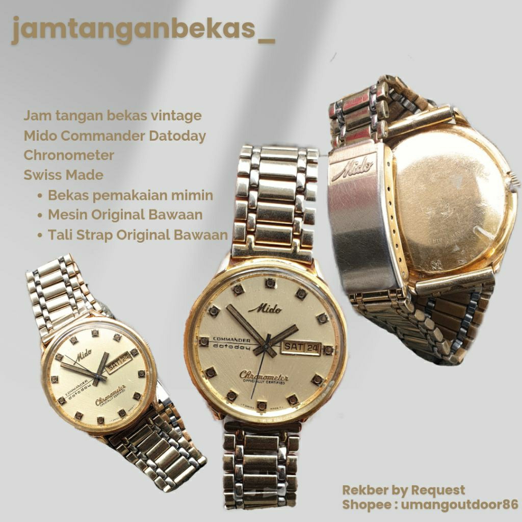JAM TANGAN VINTAGE MIDO COMMANDER DATODAY CHRONOMETER