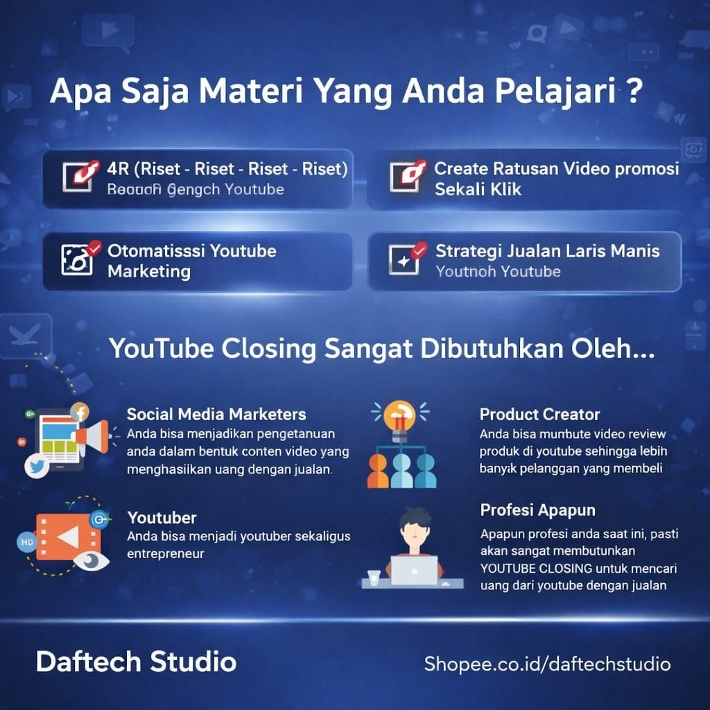 YOUTUBE CLOSING Workshop Online Plus Full Strategi Optimasi Youtube Sebagai Sarana Jualan Online Tan