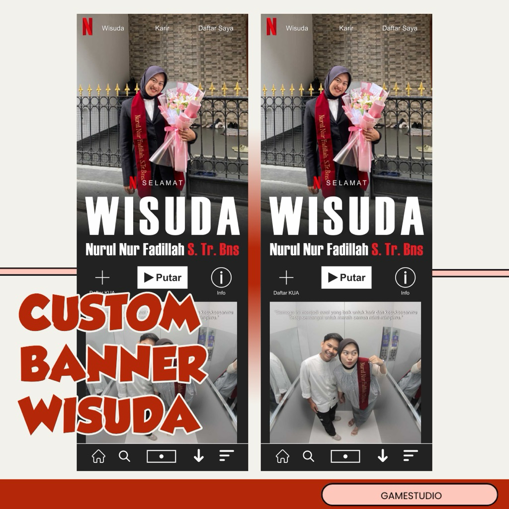 Custom Banner Ultah Hadiah Sidang Wisuda Design Netflix Edition Banner Only