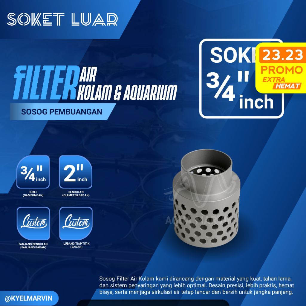 Pipa Filter Paralon 3/4" Inch (Soket Luar) Pembuangan Air Kolam | Sosog Kolam 3/4" Inch | Filter Pem