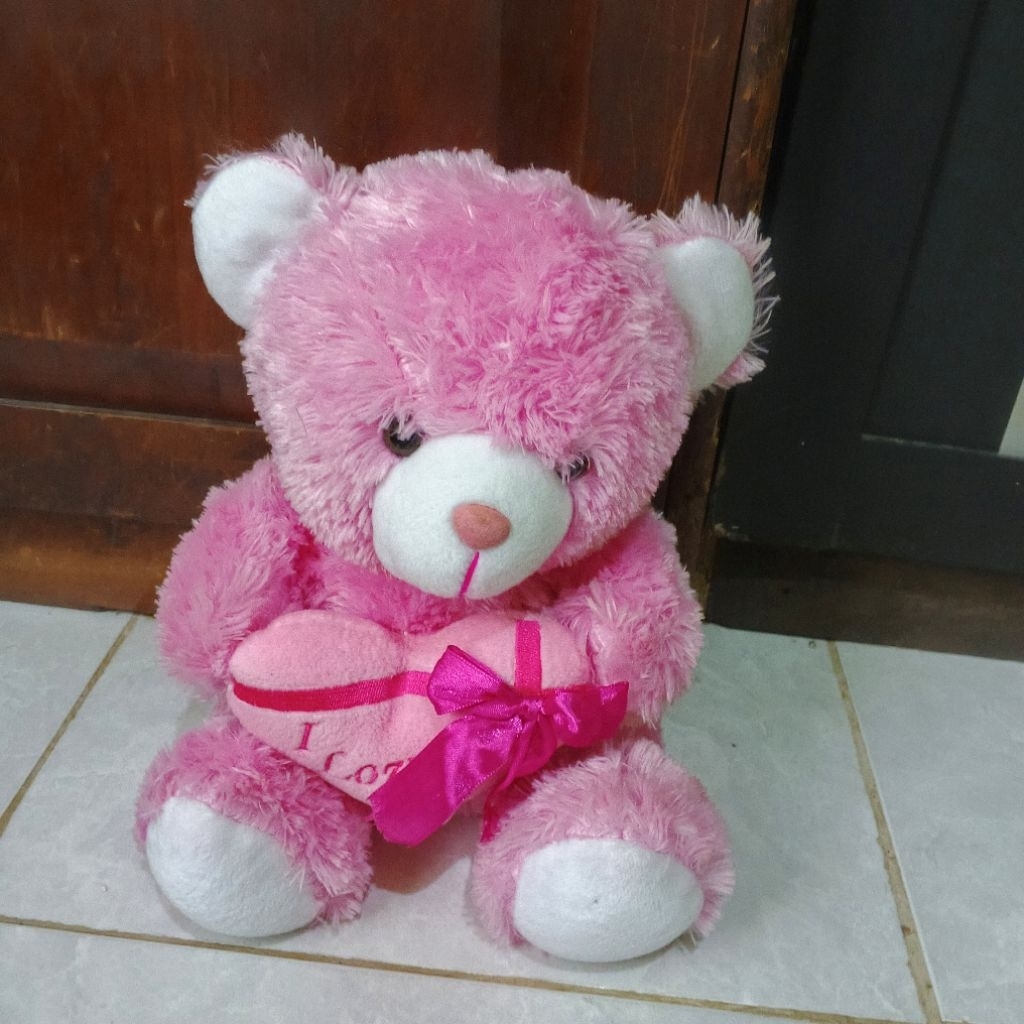 BONEKA TEDDY BEAR LOVE WARNA PINK