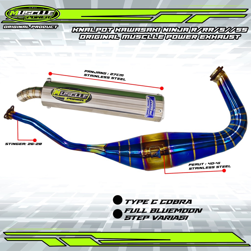 KNALPOT KAWASAKI NINJA RR R SS NINJA 2TAK ORIGINAL MUSCLE POWER EXHAUST BLUEMOON COBRA SERIES