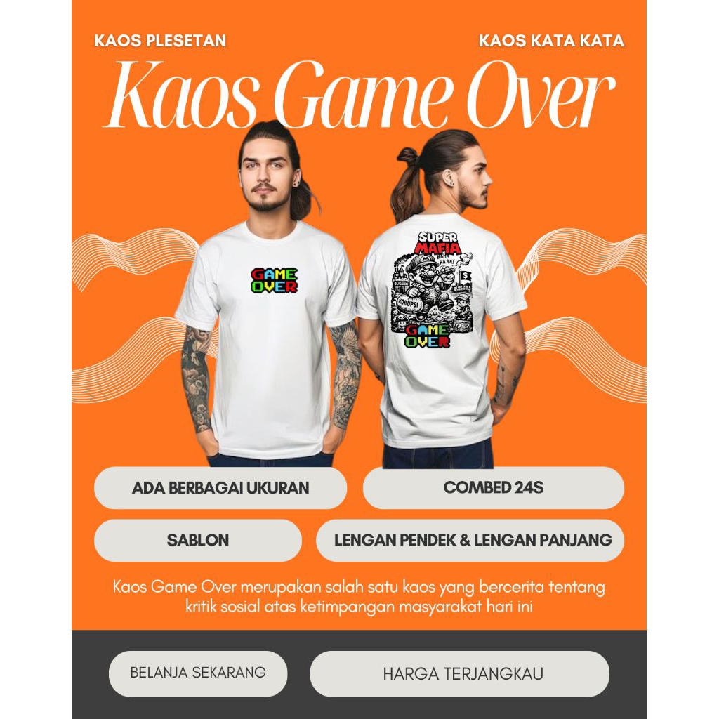 Kaos Distro Kritik Sosial Game Over Murah Berkualitas|Kaos Distro Kritik Sosial Premium Murah Cotton