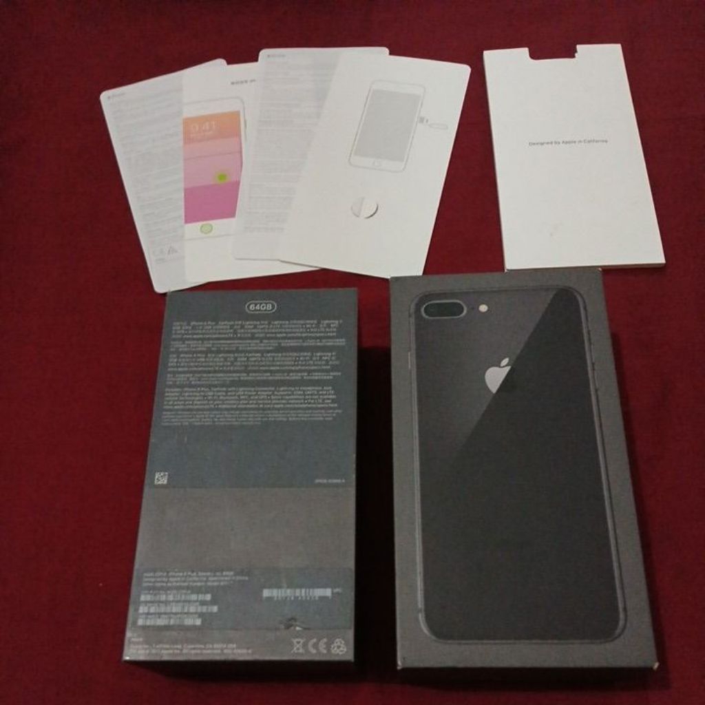 dus box IPhone 8 plus space gray original copotan internasional lengkap manual book