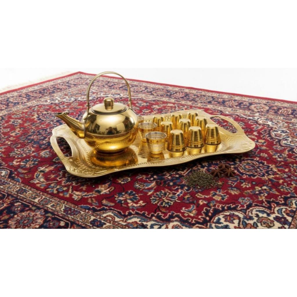 Set Teko Emas Nampan Gelas Cucing untuk Air Zamzam