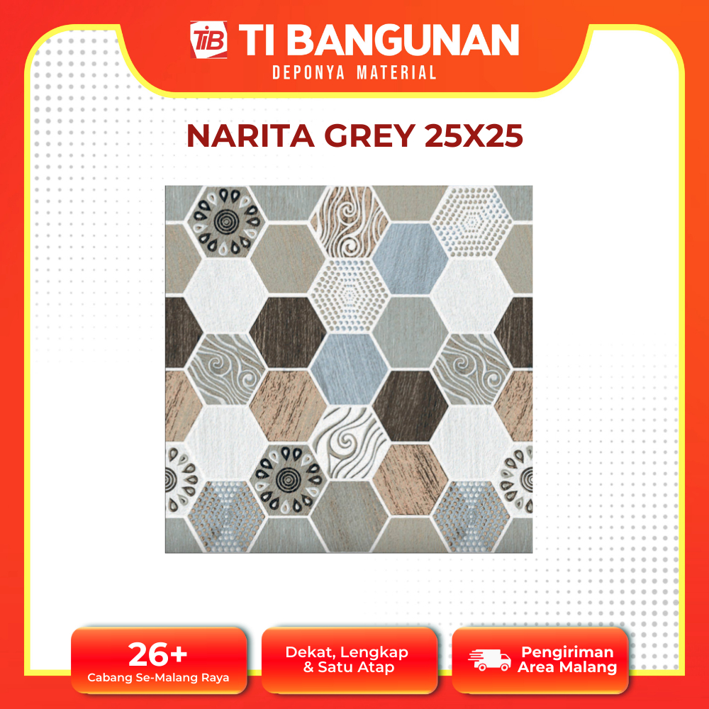KERAMIK NARITA GREY 25X25 - KERAMIK LANTAI - KERAMIK KAMAR MANDI - KERAMIK 25 X 25