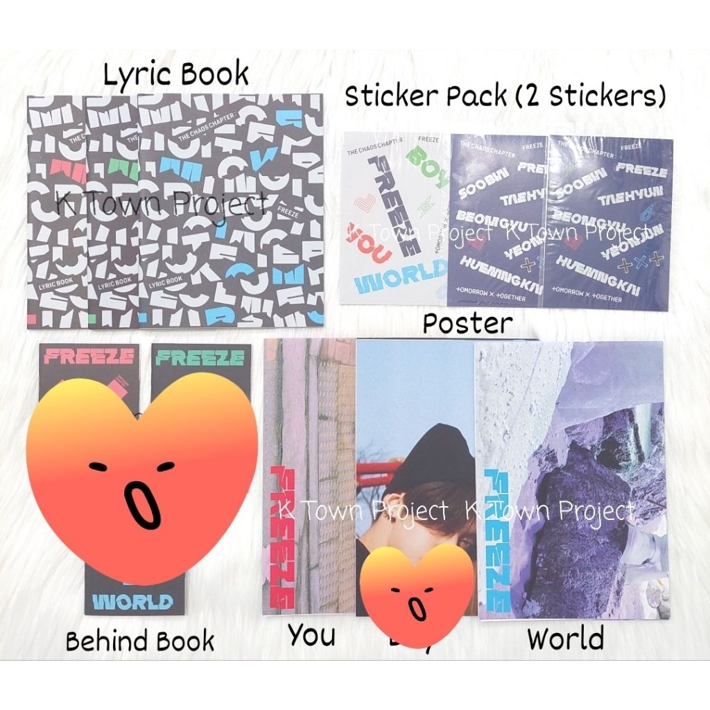 [READY - CLEARANCE SALE] TXT FREEZE BOY YOU WORLD ALBUM POSTER LYRIC BOOK STICKER PACK BEHIND BOOK