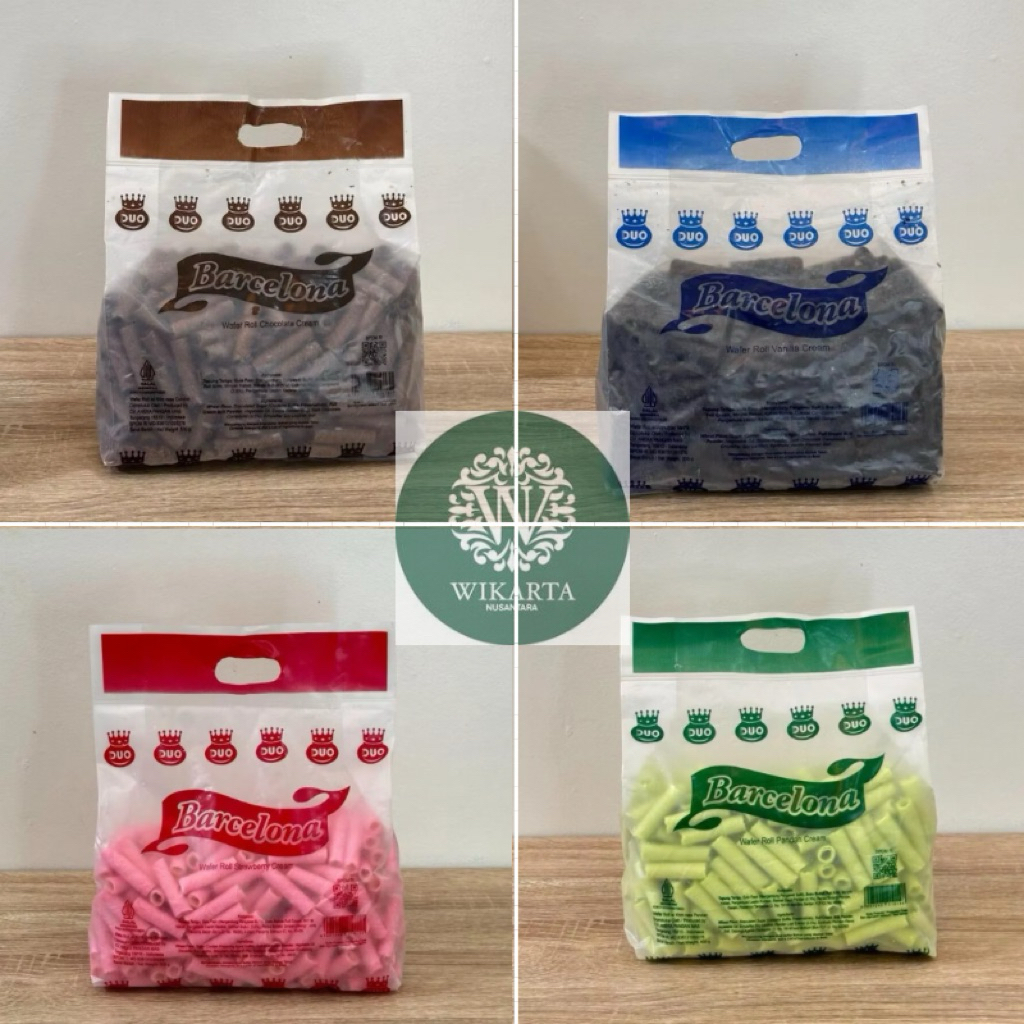 ASTOR MINI BARCELONA Kemasan 500gram BARCELONA Twister wafer stik roll aneka rasa untuk lebaran cami