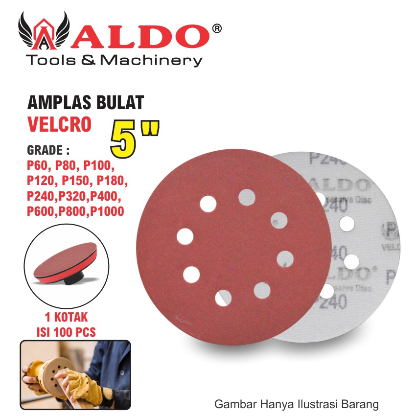 AMPLAS BULAT VELCRO 5" / AMPLAS 5 INCH VELCRO / AMPLAS BULAT TEMPEL 5 INCH MERK ALDO
