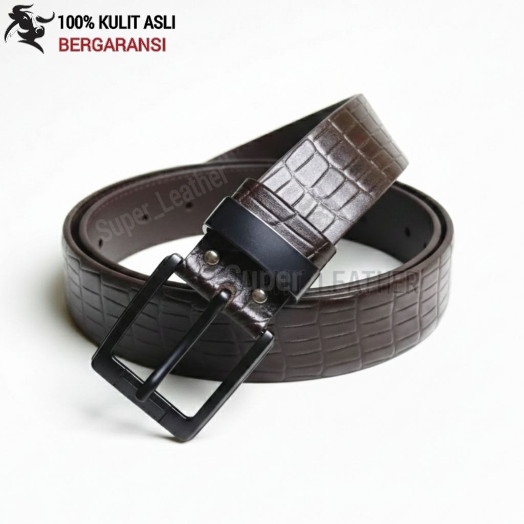 KULIT BUAYA Ikat Pinggang Sabuk Belt Kulit Asli Original Pria Kulit Asli Jumbo