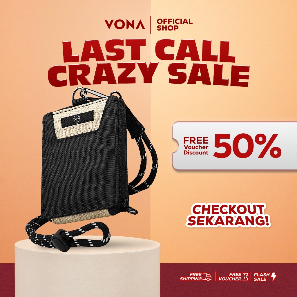 VONA Ben Hanging Wallet - Dompet Kartu ID Lanyard Pria Wanita Card Holder Dompet Gantung Leher