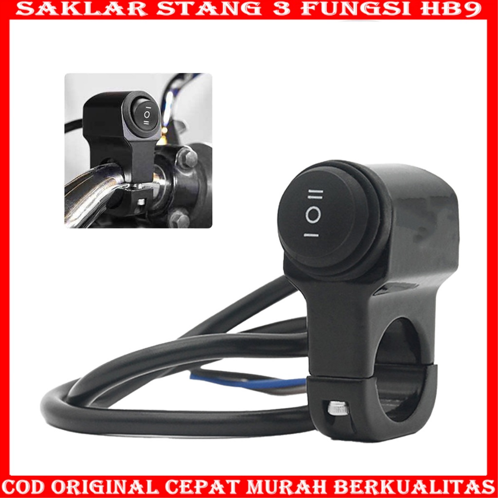 Saklar ON OFF ON Stang Motor 3 Switch Domino Bulat Bahan Besi Breket Klem Stang
