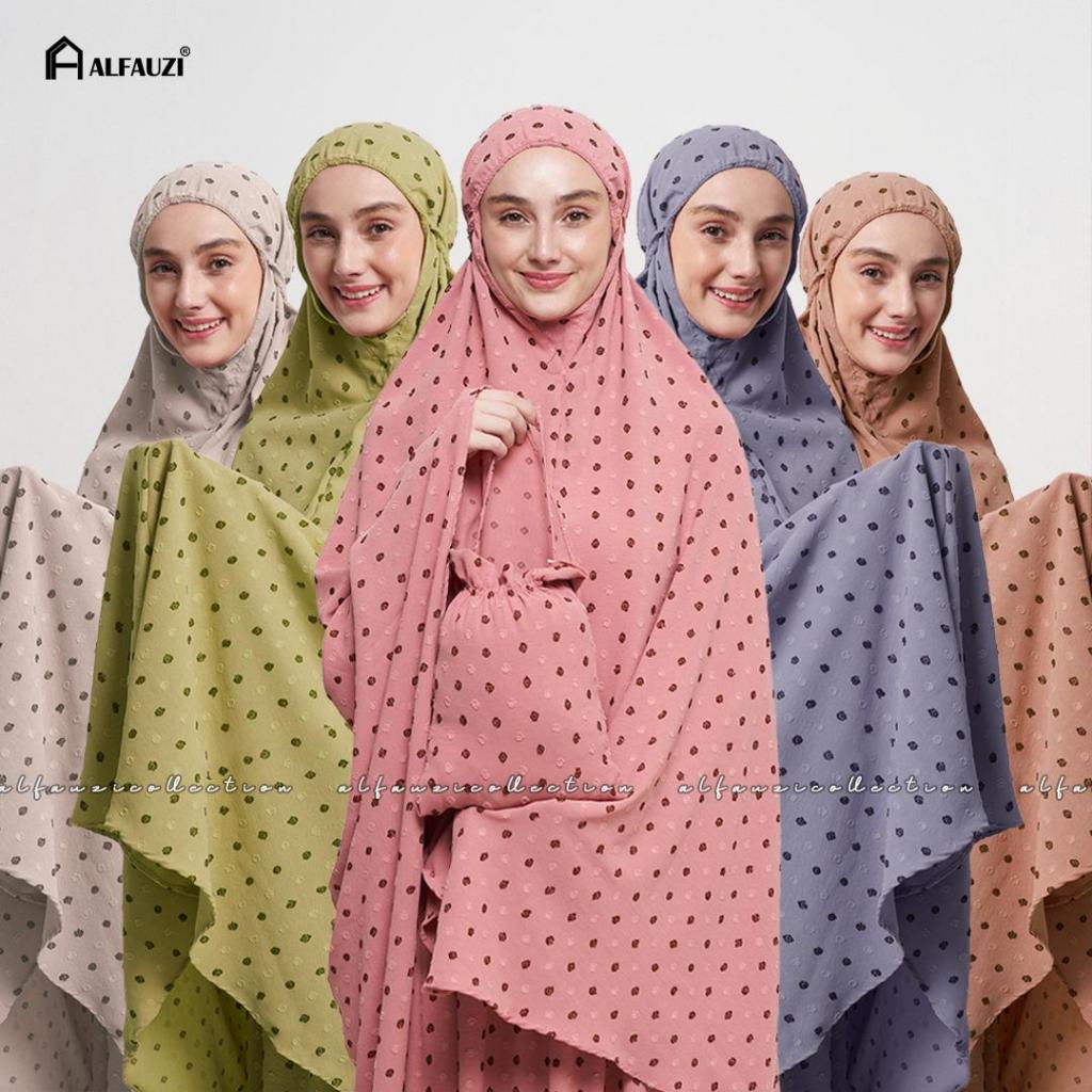 alfauzi - Mukena Dewasa Crinkle Dot TwoTone uragiri Airflow Premium Pouch Panjang Variasi Bawahan