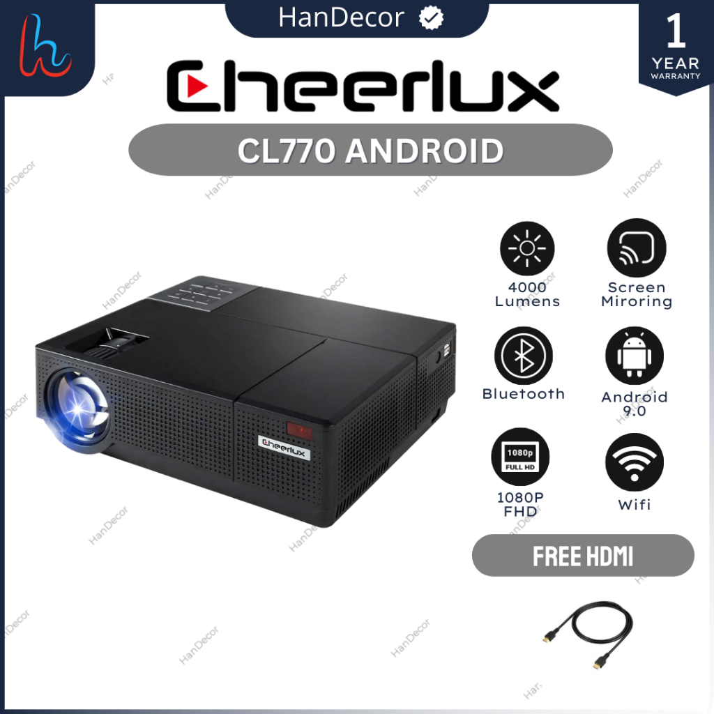 Proyektor Cheerlux CL770 Android 4000 Lumens | Projector Cheerlux Cl770 FHD