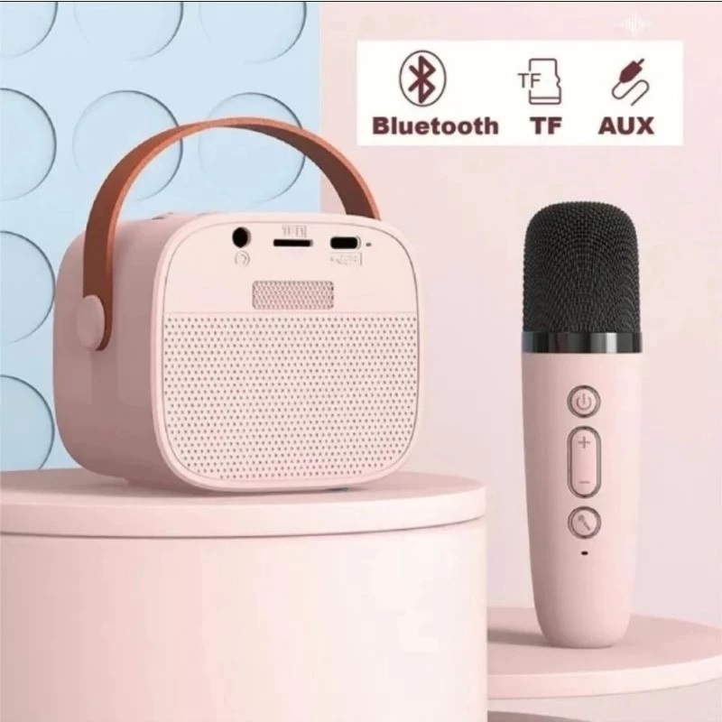 Speaker Bluetooth Portable Free Microphone Wireless Fleco F-201 KTV Karaoke Music Box Multifungsi Au