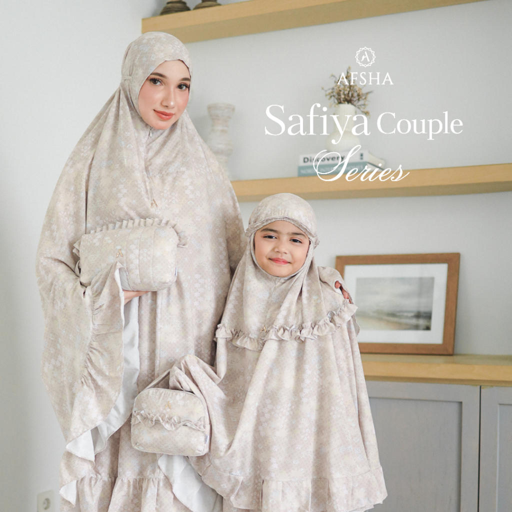 Afsha -  Mukena Couple Dewasa Safiya Series Hampers With Box Ibu dan Anak